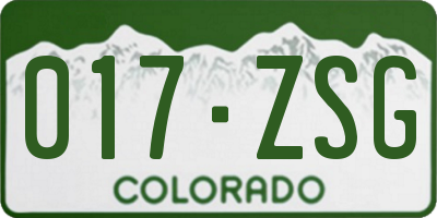 CO license plate 017ZSG