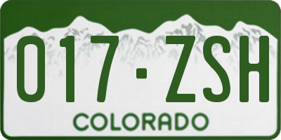 CO license plate 017ZSH