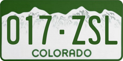 CO license plate 017ZSL