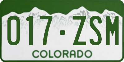 CO license plate 017ZSM