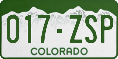 CO license plate 017ZSP