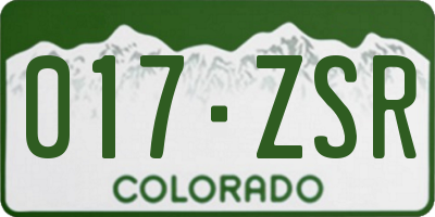 CO license plate 017ZSR