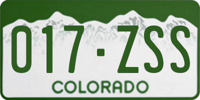 CO license plate 017ZSS
