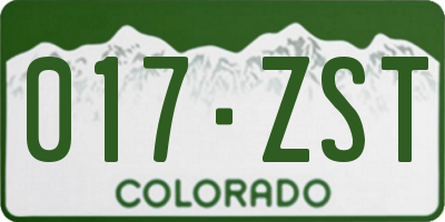 CO license plate 017ZST
