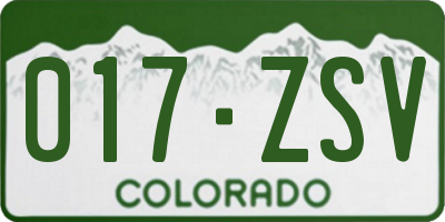 CO license plate 017ZSV