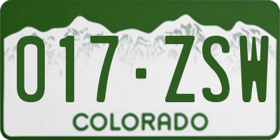 CO license plate 017ZSW