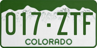 CO license plate 017ZTF