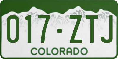 CO license plate 017ZTJ