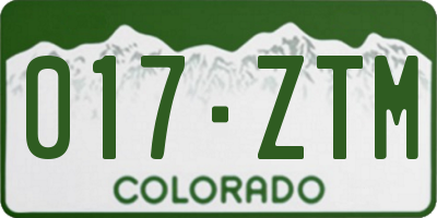 CO license plate 017ZTM