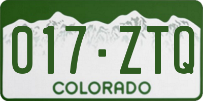 CO license plate 017ZTQ