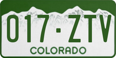 CO license plate 017ZTV