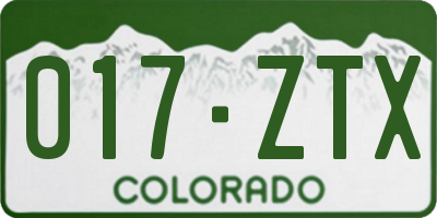 CO license plate 017ZTX