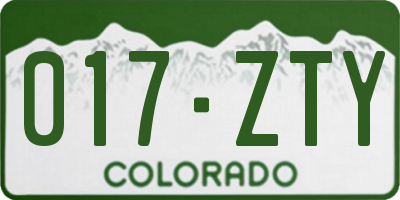CO license plate 017ZTY