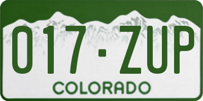 CO license plate 017ZUP