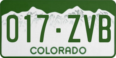 CO license plate 017ZVB