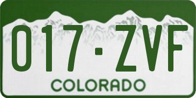 CO license plate 017ZVF