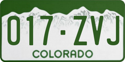 CO license plate 017ZVJ