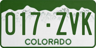 CO license plate 017ZVK