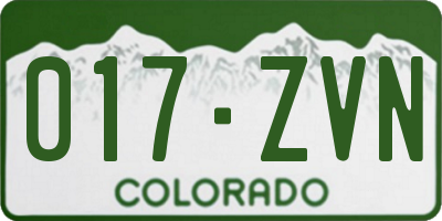 CO license plate 017ZVN