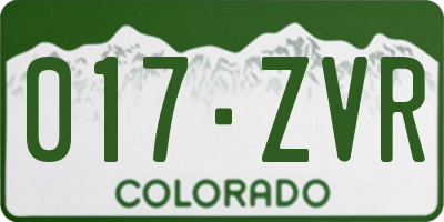 CO license plate 017ZVR