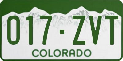 CO license plate 017ZVT
