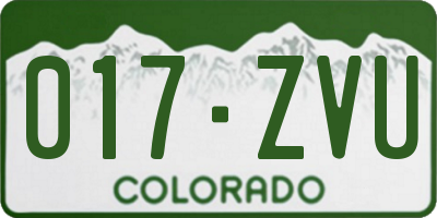 CO license plate 017ZVU