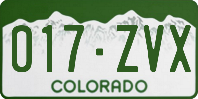 CO license plate 017ZVX
