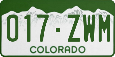 CO license plate 017ZWM