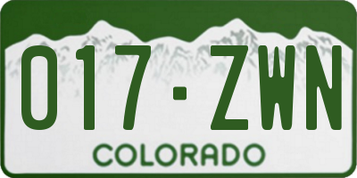 CO license plate 017ZWN