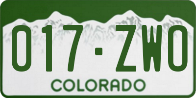 CO license plate 017ZWO