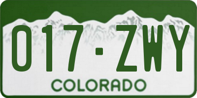 CO license plate 017ZWY