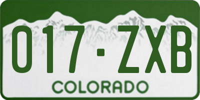 CO license plate 017ZXB