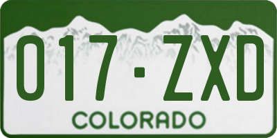 CO license plate 017ZXD