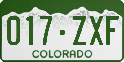 CO license plate 017ZXF