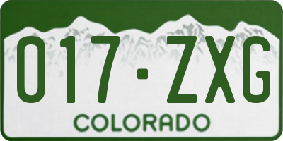 CO license plate 017ZXG