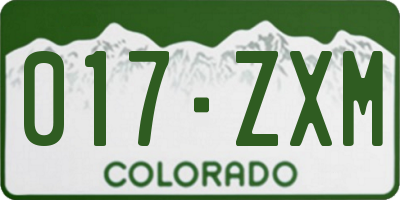 CO license plate 017ZXM