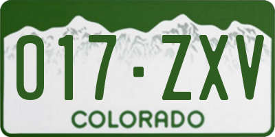CO license plate 017ZXV