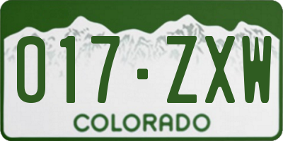 CO license plate 017ZXW