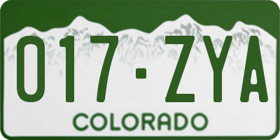 CO license plate 017ZYA