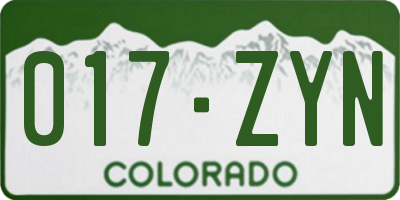 CO license plate 017ZYN