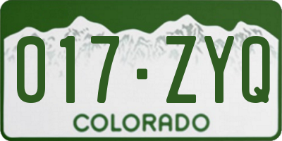CO license plate 017ZYQ