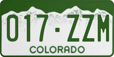 CO license plate 017ZZM