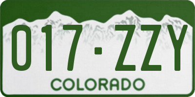 CO license plate 017ZZY
