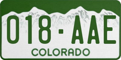 CO license plate 018AAE
