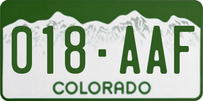 CO license plate 018AAF