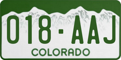 CO license plate 018AAJ