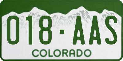 CO license plate 018AAS