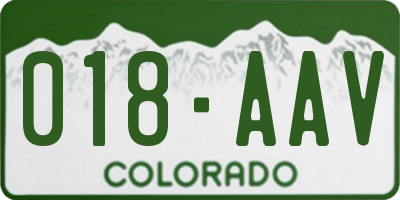 CO license plate 018AAV