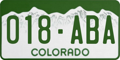 CO license plate 018ABA
