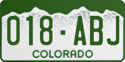 CO license plate 018ABJ